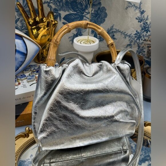 🆕 OROTON 🧿 NWT Gretel Mini Top Handle, Metallic Silver - Picture 7 of 16